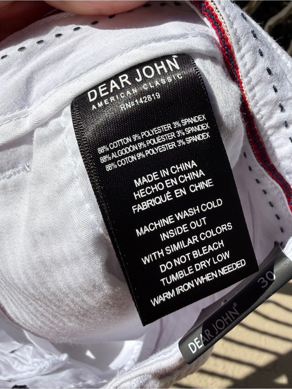 NWT Dear John Shorts Hamptons Optic White Cotton Cuffed Chino SIZE 30 well made - Picture 9 of 10